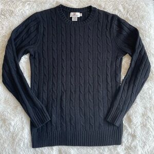 Vineyard Vines | Wool/Cashmere Blend Cable Knit Crewneck Black Sweater
